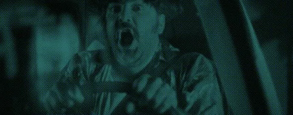 Noogie screaming behind the wheel of his van